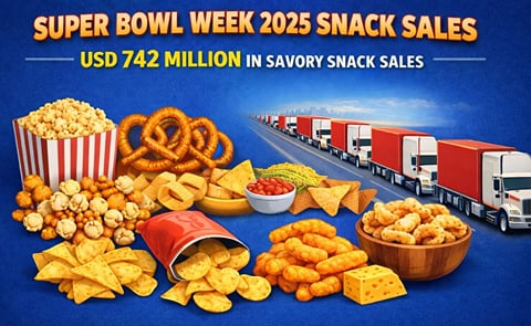 Savory snack food sales reached USD 742 million during Super Bowl Week 2025, highlighting strong consumer demand across categories such as chips, popcorn, pretzels, cheese snacks, and pork rinds, according to Circana data commissioned by SNAC International Savory snack food sales reached USD 742 million during Super Bowl Week 2025, highlighting strong consumer demand across categories such as chips, popcorn, pretzels, cheese snacks, and pork rinds, according to Circana data commissioned by SNAC International