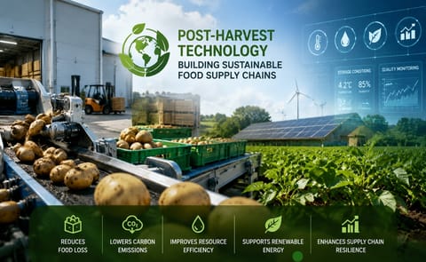 Post-harvest technology solutions, including advanced sorting, storage, monitoring, and renewable energy systems, help reduce food losses, lower carbon emissions, and build more sustainable food supply chains. Post-harvest technology solutions, including advanced sorting, storage, monitoring, and renewable energy systems, help reduce food losses, lower carbon emissions, and build more sustainable food supply chains.