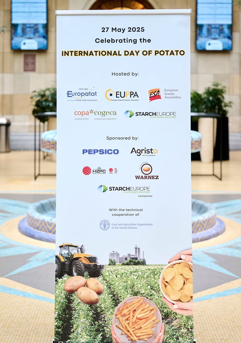 Symbolic welcome to Brussels for the International Day of Potato 2025, featuring leading industry sponsors and co-hosting associations. Symbolic welcome to Brussels for the International Day of Potato 2025, featuring leading industry sponsors and co-hosting associations.