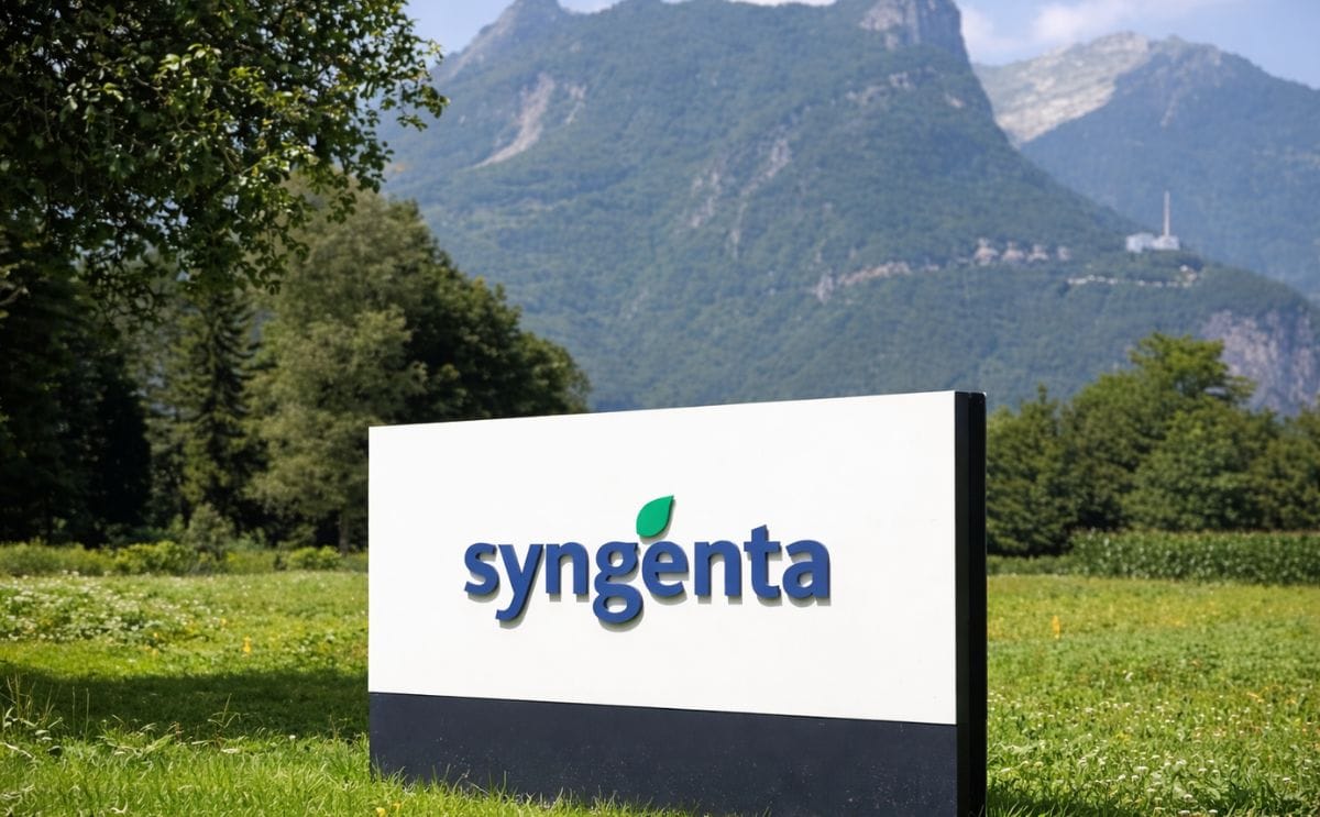Syngenta Sign near its production location in Monthey, Switzerland