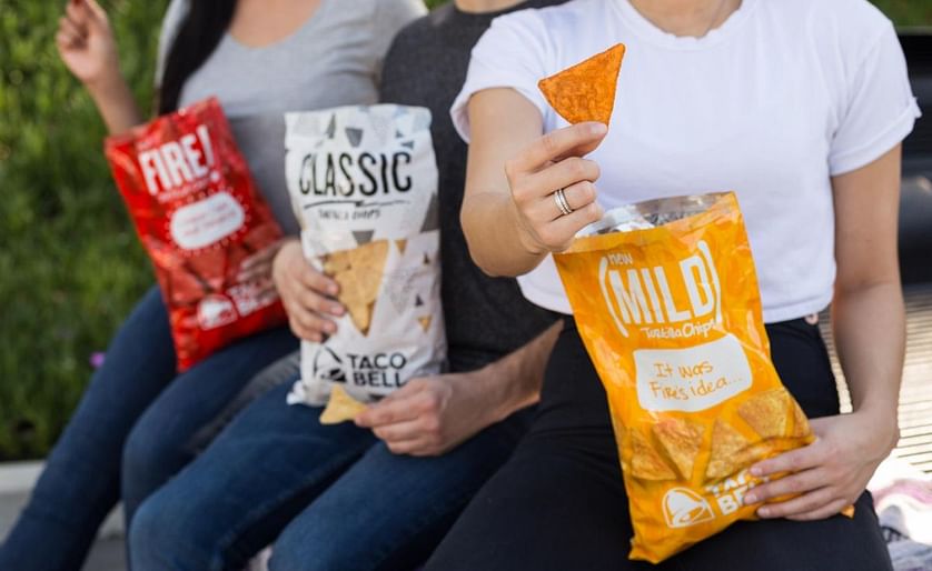 Taco Bell in tortilla chips will be available in US retail in the flavors 'Classic', 'Mild' and 'Fire' - inspired by the sauce packets available in the Taco Bell restaurants.