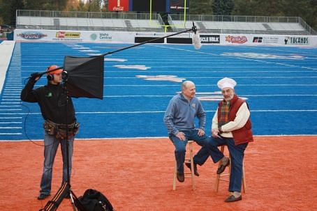 Celebrity chef, Mr. Food, recently talked taters and football with IPC President, Frank Muir, on the blue turf at Bronco Stadium. Celebrity chef, Mr. Food, recently talked taters and football with IPC President, Frank Muir, on the blue turf at Bronco Stadium.