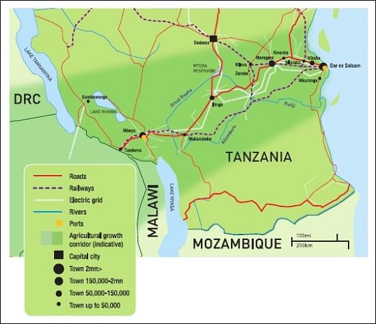 The Southern Agricultural Growth Corridor Tanzania (SAGCOT) covers approximately one-third of mainland Tanzania. It extends north and south of the central rail, road and power ‘backbone’ that runs from Dar es Salaam to the northern areas of Zambia and Malawi.