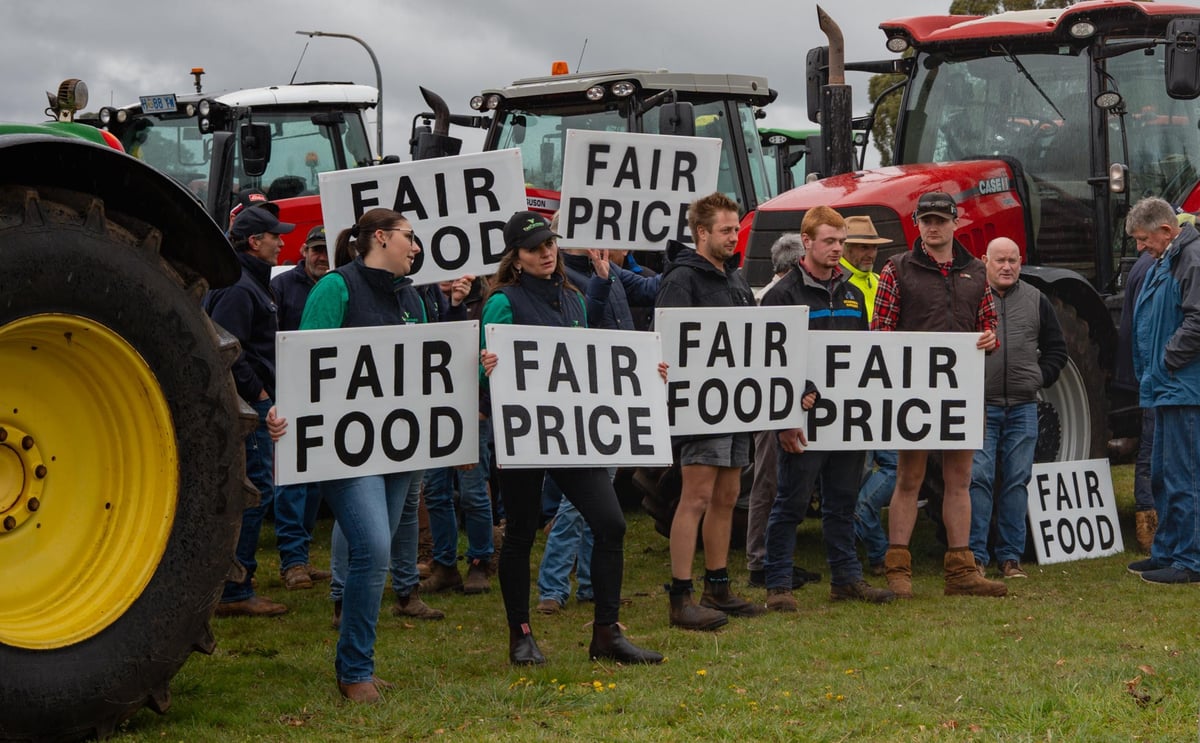 TasFarmers members and potato producers at the protest last year against Simplot TasFarmers members and potato producers at the protest last year against SimplotTasFarmers members and potato producers at the protest last year against Simplot