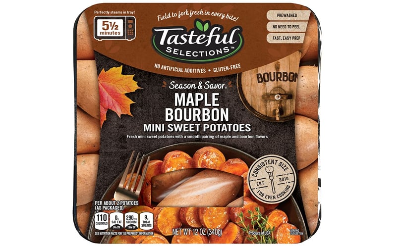 Tasteful Selections Sweet & Savor Maple Bourbon mini sweet potatoes, one of the new flavors
