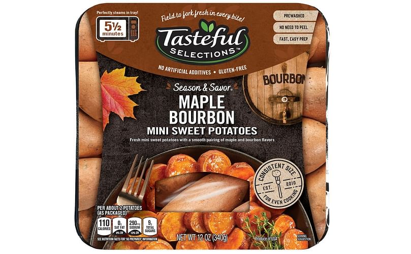Tasteful Selections Sweet & Savor Maple Bourbon mini sweet potatoes, one of the new flavors Tasteful Selections Sweet & Savor Maple Bourbon mini sweet potatoes, one of the new flavors