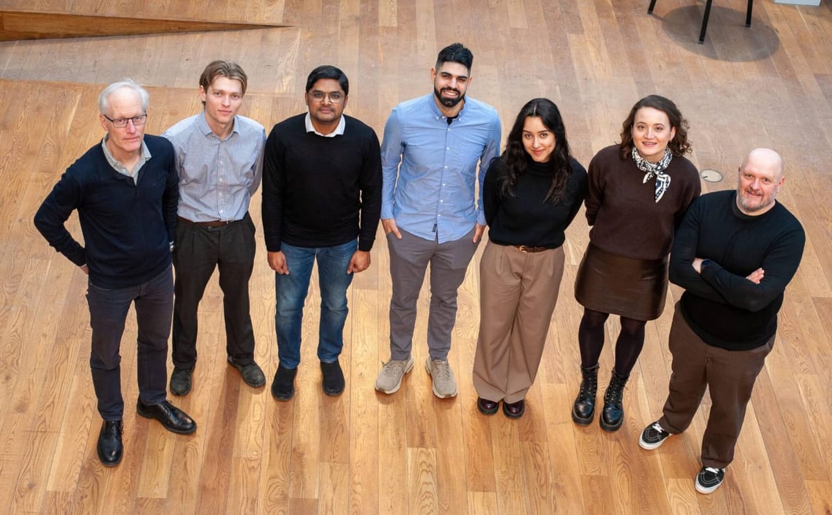 Cofounders Svend Petersen (far left) and Niels Bjerg Jensen (far right) with the Mycoverse team Cofounders Svend Petersen (far left) and Niels Bjerg Jensen (far right) with the Mycoverse team