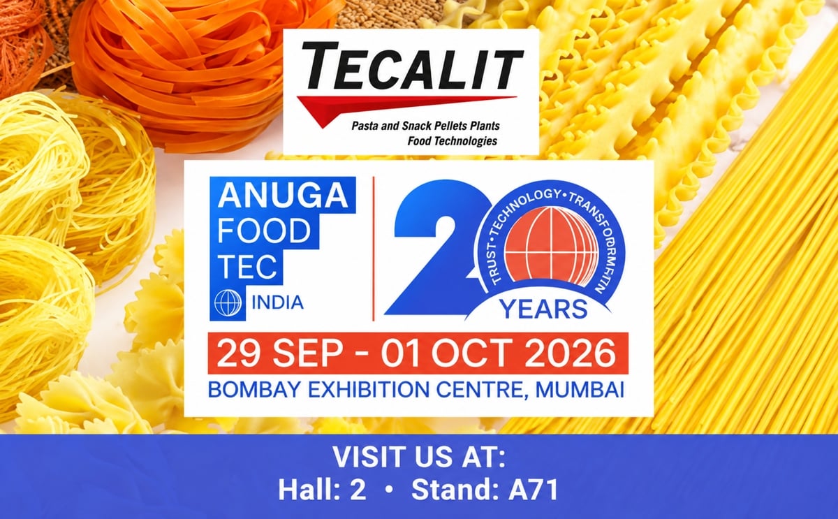 TECALIT will present its potato and cereal snack pellet processing solutions at ANUGA FOODTEC INDIA 2026