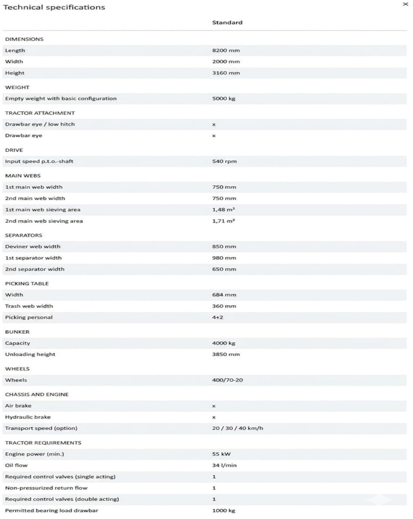 Technicial Specification Grimme-SE 140 Technicial Specification Grimme-SE 140