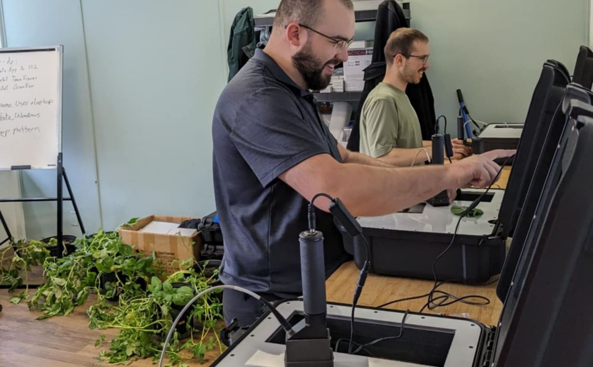 Technicians at Picketa Systems in Fredericton, New Brunswick, prepare and test equipment used in the LENS platform for precision nutrient management in agriculture. Technicians at Picketa Systems in Fredericton, New Brunswick, prepare and test equipment used in the LENS platform for precision nutrient management in agriculture.