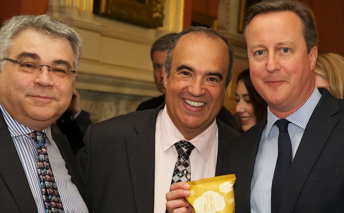 The founders of Ten Acre, Tony Goodman (left) and Jimmy Attias (center), together with UK Prime minister David Cameron (right) at Downing Street 10.