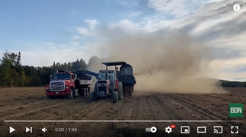 The process of harvesting potatoes in Aroostook County The process of harvesting potatoes in Aroostook County