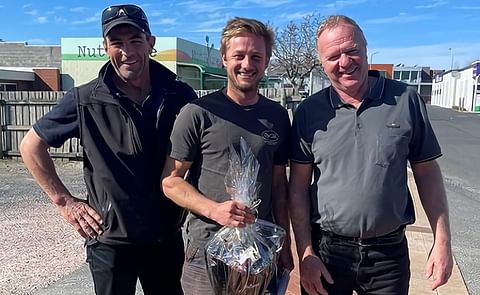 Stuart Applebee, Esandsea Farming owner/operator, Jacob Clarke, 2021 Young Potato Grower works for Esandsea Farming, and Wayne Meagher, Simplot Ulverstone Field Officer. Stuart Applebee, Esandsea Farming owner/operator, Jacob Clarke, 2021 Young Potato Grower works for Esandsea Farming, and Wayne Meagher, Simplot Ulverstone Field Officer.
