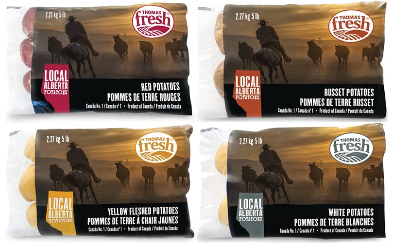 Find NEW Alberta Potatoes in four variations to suit your cooking needs, including: yellow, white, red and russet potatoes available in recyclable, 5 lb and 10 lb bags. Find NEW Alberta Potatoes in four variations to suit your cooking needs, including: yellow, white, red and russet potatoes available in recyclable, 5 lb and 10 lb bags.