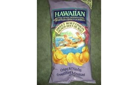 Hawaiian Kettle Style Potato Chips, Sweet Maui Onion, May contain Salmonella bacteria Hawaiian Kettle Style Potato Chips, Sweet Maui Onion, May contain Salmonella bacteria