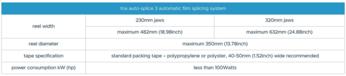 tna auto-splice 3 specifications tna auto-splice 3 specifications