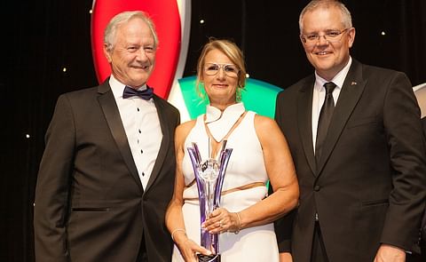 left to right: Alf Taylor (Managing Director and co-founder, tna), Nadia Taylor (Director and co-founder tna), Scott Morrison (Prime Minister of Australia) left to right: Alf Taylor (Managing Director and co-founder, tna), Nadia Taylor (Director and co-founder tna), Scott Morrison (Prime Minister of Australia)