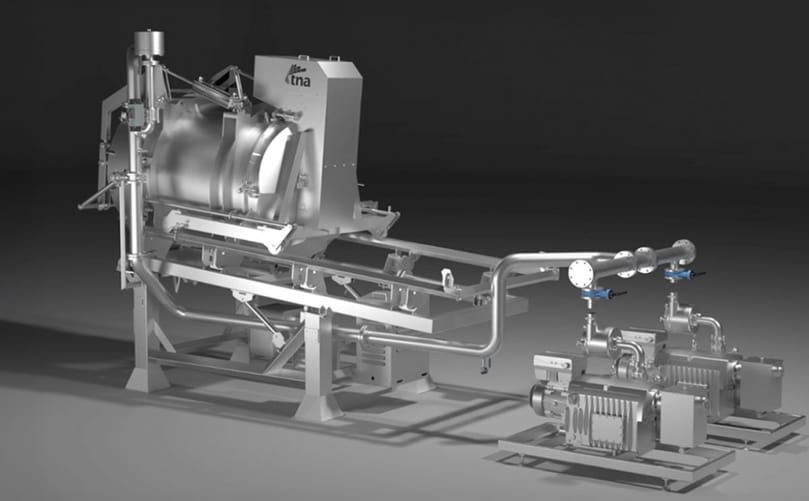 TNA’s patent-pending vacuum de-oiler uses ambient, vacuum-driven extraction to remove both surface and absorbed oil, reducing fat content to the low 20% range while preserving flavour, texture, and crispiness.