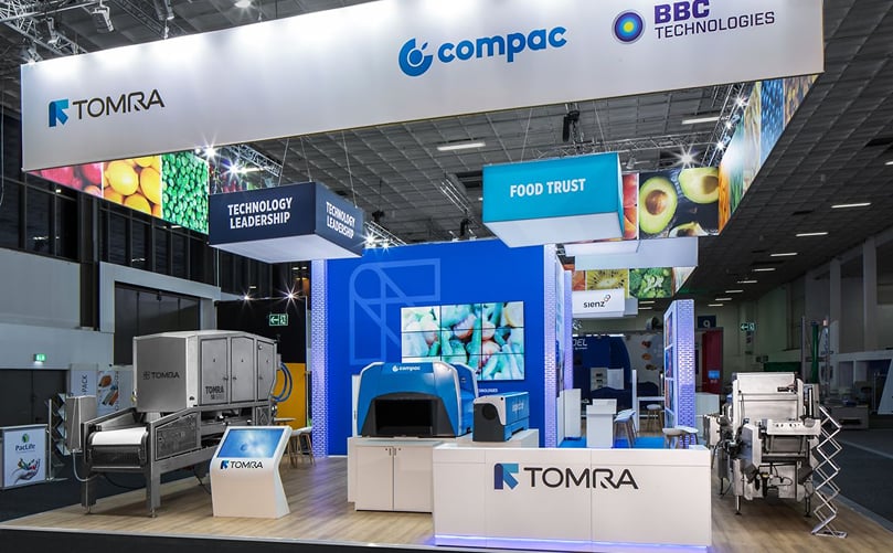 The Fruit Logistica booth of TOMRA and its subsidiaries The Fruit Logistica booth of TOMRA and its subsidiaries