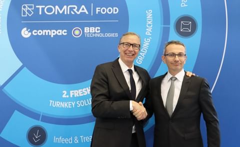 Stefan Ranstrand, President and CEO of TOMRA, joins Michel Picandet, Head of TOMRA Food in TOMRA's booth at Fruit Logistica Berlin. Stefan Ranstrand, President and CEO of TOMRA, joins Michel Picandet, Head of TOMRA Food in TOMRA's booth at Fruit Logistica Berlin.