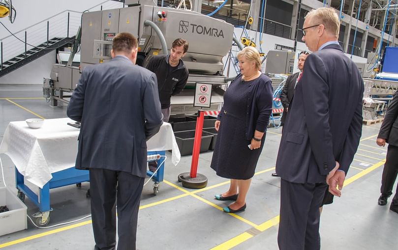 Norwegian Prime Minister, Erna Solberg (pictured), said she was ‘very impressed’ following a guided tour of TOMRA’s facility in Senec, Slovakia Norwegian Prime Minister, Erna Solberg (pictured), said she was ‘very impressed’ following a guided tour of TOMRA’s facility in Senec, Slovakia