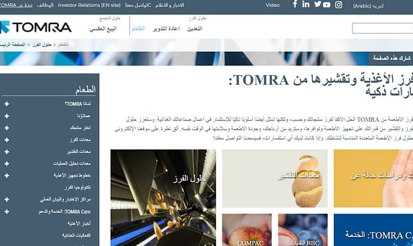 TOMRA Food Launches Arabic Website