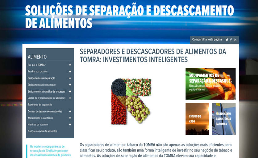 TOMRA Sorting Food has launched its Portuguese website, which can be found at https://www.tomra.com/pt/food.