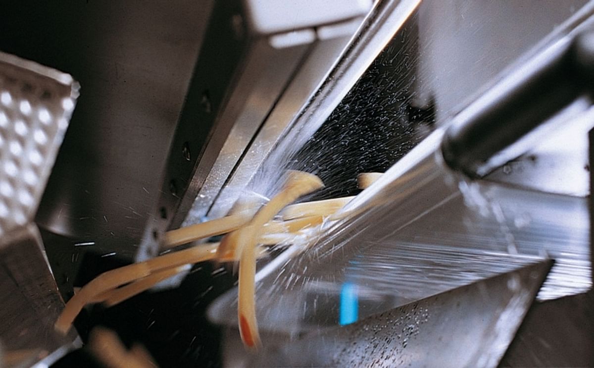 TOMRA Sorting Food is a global leader in the sorting of french fries: 75 per cent of the world’s French fries are processed using TOMRA sorting systems (pictured)