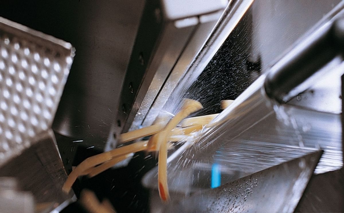 TOMRA Sorting Food is a global leader in the sorting of french fries: 75 per cent of the world’s French fries are processed using TOMRA sorting systems (pictured)
