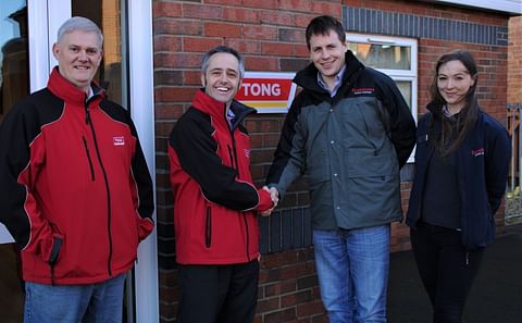 Tong Engineering welcomes Scanstone potato systems as the company’s new approved dealer for Scotland. From left to Right: Nick Woodcock (Sales Manager at Tong), Edward Tong (Managing Director at Tong), William Skea (UK Sales and Service at Scanstone) an