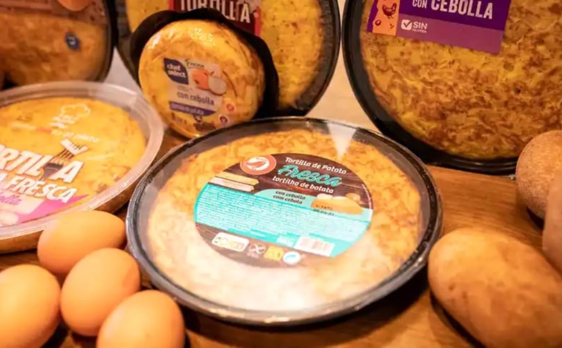 Las seis tortillas de patata con cebolla de los supermercados analizadas en la cata. Las seis tortillas de patata con cebolla de los supermercados analizadas en la cata.