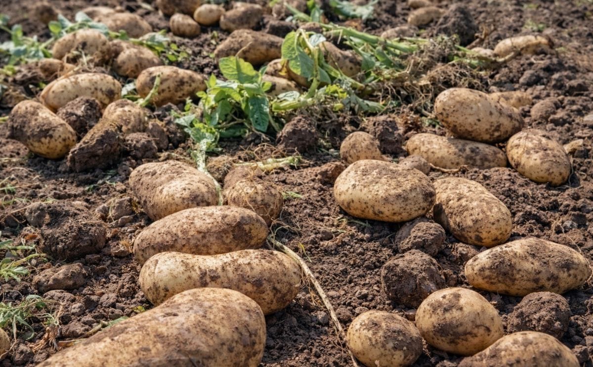 Cosecha de papa en Tucumán, Argentina, donde el monitoreo satelital de la EEAOC estimó 9.120 ha sembradas en la campaña 2025, una caída de 2% interanual.