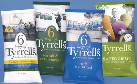 Tyrrell's redesigned and extended multipack crisp offering Tyrrell's redesigned and extended multipack crisp offering