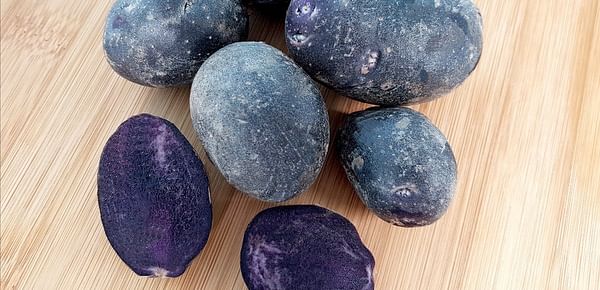 La patata 'Beltza', de color púrpura, posee un elevado contenido en compuestos antioxidantes beneficiosos para la salud.