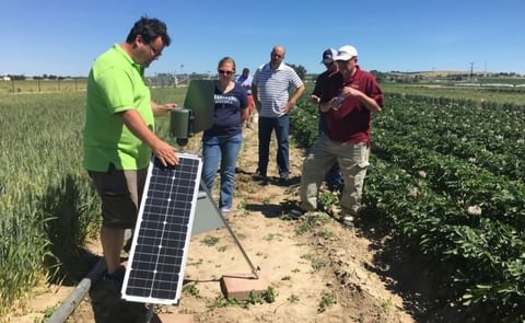 James Woodhall and his team placed 14 spore samplers in potato fields across the Snake River Valley in Idaho. James Woodhall and his team placed 14 spore samplers in potato fields across the Snake River Valley in Idaho.