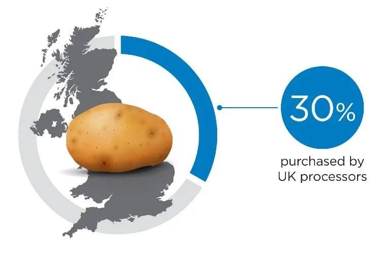 30 % of potatoes purchased by UK processors 30 % of potatoes purchased by UK processors