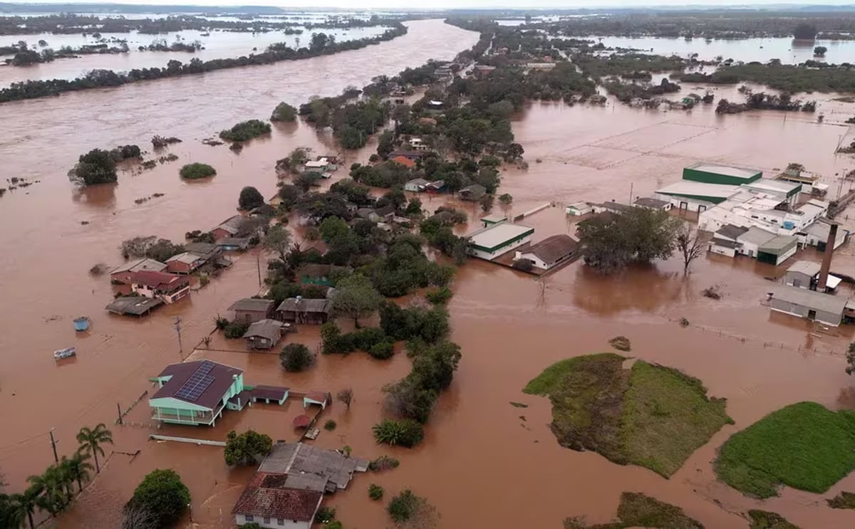 Una vista panorámica de las inundaciones en Rio Grande do Sul Una vista panorámica de las inundaciones en Rio Grande do Sul
