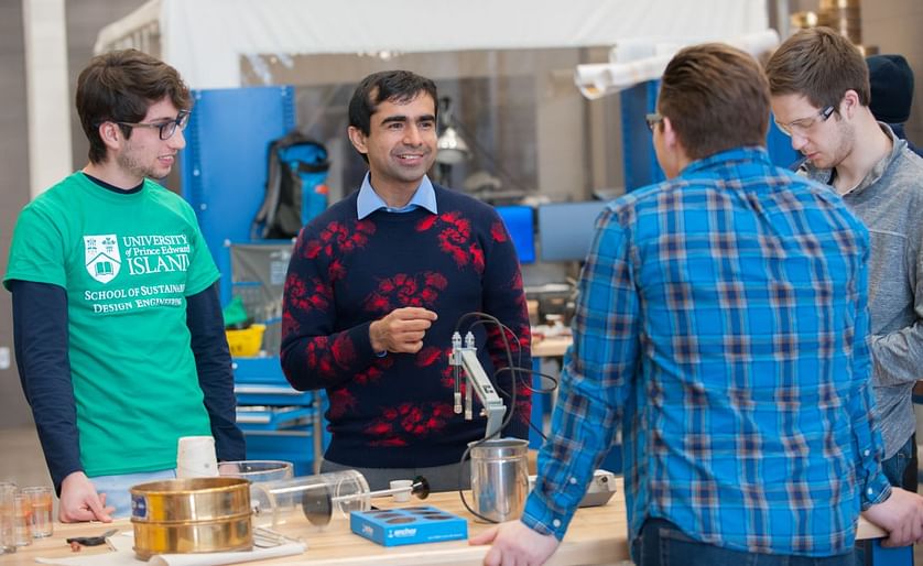 Dr. Aitazaz Farooque (center) is an assistant professor at UPEI’s School of Sustainable Design Engineering