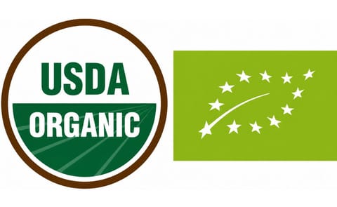 The US logo (left) and the EU logo (right) for organic products The US logo (left) and the EU logo (right) for organic products