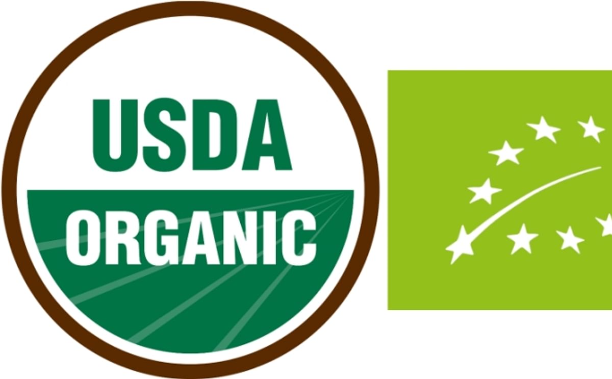 The US logo (left) and the EU logo (right) for organic products
