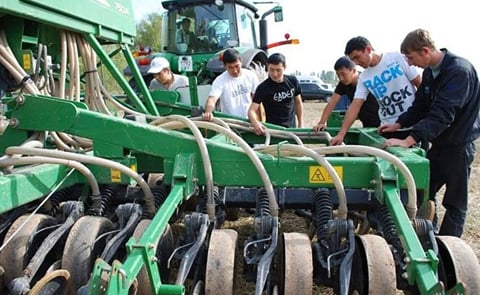 USAID aims to improve the foundation and systems for long-term food security and increased farmer income in the Kyrgyz Republic. Shown above: Students of the Agrarian University of Kyrgyzstan get acquainted with modern agricultural equipment during the Ky USAID aims to improve the foundation and systems for long-term food security and increased farmer income in the Kyrgyz Republic. Shown above: Students of the Agrarian University of Kyrgyzstan get acquainted with modern agricultural equipment during the Ky