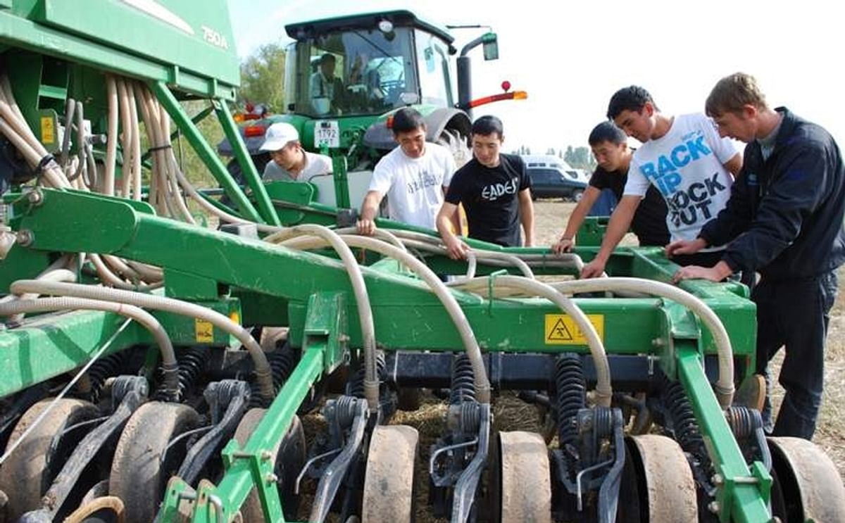 USAID aims to improve the foundation and systems for long-term food security and increased farmer income in the Kyrgyz Republic. Shown above: Students of the Agrarian University of Kyrgyzstan get acquainted with modern agricultural equipment during the Ky