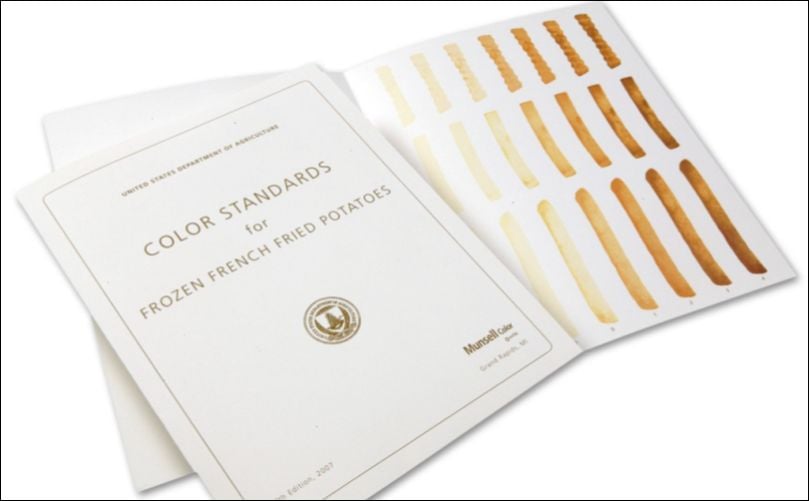 The colour card used with the traditonal way of judging frying colour The colour card used with the traditonal way of judging frying colour