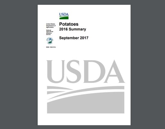 USDA-NASS report: Potatoes 2016 Summary (published September 2017) USDA-NASS report: Potatoes 2016 Summary (published September 2017)
