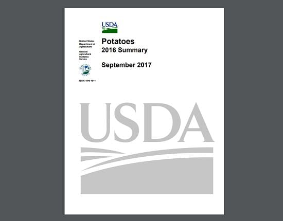 USDA-NASS report: Potatoes 2016 Summary (published September 2017)