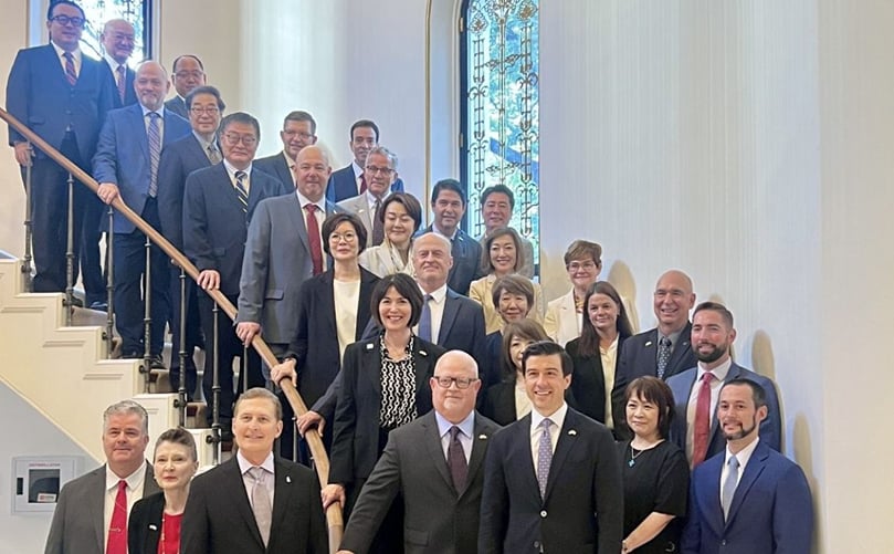 USDA Undersecretary for Trade Luke Lindberg along with the U.S. potato industry delegation and other cooperators in the U.S. Embassy in Tokyo, Japan. USDA Undersecretary for Trade Luke Lindberg along with the U.S. potato industry delegation and other cooperators in the U.S. Embassy in Tokyo, Japan.