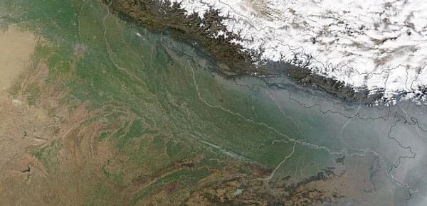 Satellite picture of Uttar Pradesh, located at the foot of the Himalaya's