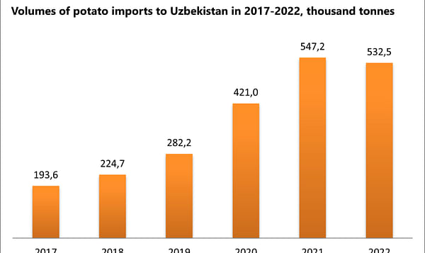 Potato imports to Uzbekistan have decreased for the first time in the past few years