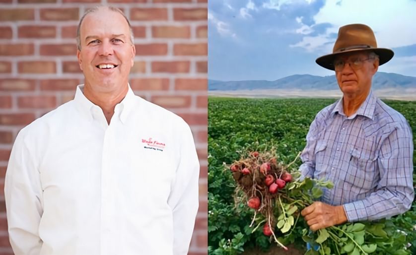 Kevin Stanger, president of Wada Farms Marketing (left), and Don McFarland, co-owner of Genesis Organics (right)
(Courtesy: Wada Farms Marketing Group)