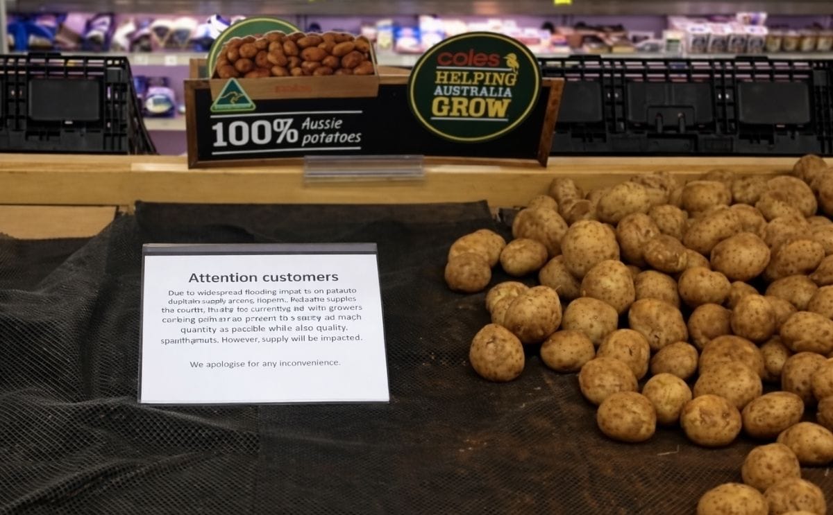 Extreme weather causes potato shortage in South Australia: Due to prolonged heat in the South Australian growing regions, potatoes will be limited in supply for the coming weeks (Lauren Waldhuter; ABC Rural) Extreme weather causes potato shortage in South Australia: Due to prolonged heat in the South Australian growing regions, potatoes will be limited in supply for the coming weeks (Lauren Waldhuter; ABC Rural)